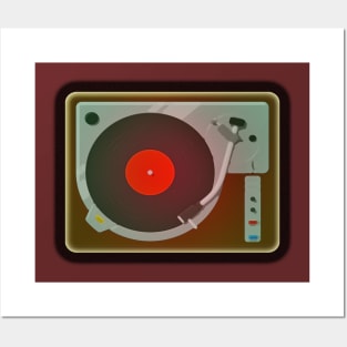 Retro record player DJ design Posters and Art